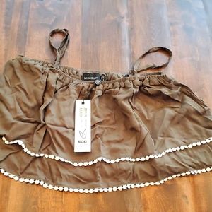 New w. Tags MINKPINK green "get lost ruffle crop top" size M